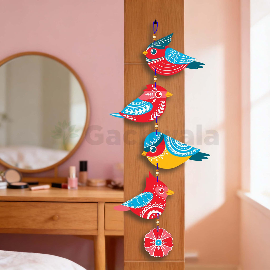 Handcrafted Colorful Bird Wall Hanging for Living Room &amp; Entrance | Wooden Hanging Decoration for Home, Balcony &amp; Diwali Décor | Decorative Wall Decor Gift Item (Design 2)