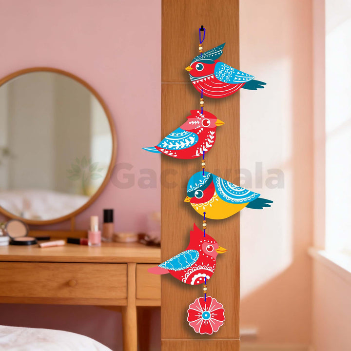 Handcrafted Colorful Bird Wall Hanging for Living Room &amp; Entrance | Wooden Hanging Decoration for Home, Balcony &amp; Diwali Décor | Decorative Wall Decor Gift Item (Design 2)