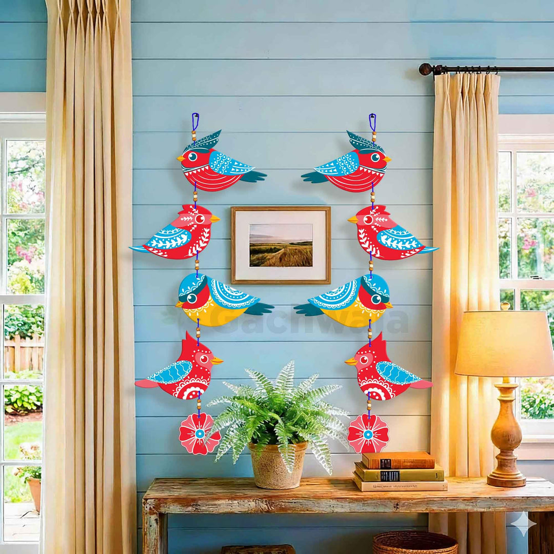 Handcrafted Colorful Bird Wall Hanging for Living Room &amp; Entrance | Wooden Hanging Decoration for Home, Balcony &amp; Diwali Décor | Decorative Wall Decor Gift Item (Design 2)