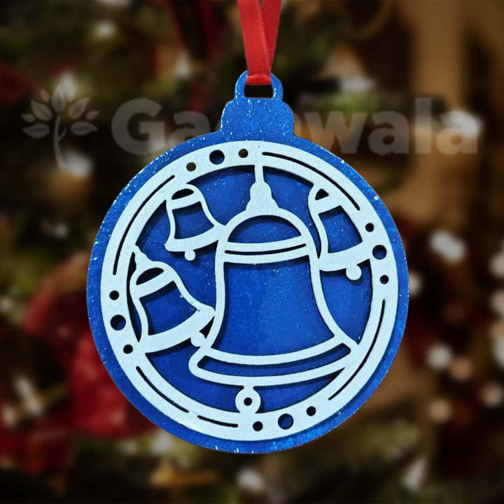 Set of 15 Handcrafted Wooden Christmas Decor (Blue) | Mix of Snowflake, Gingerbread, Bell &amp; Candy Cane Charms | Charming Hanging Ornaments for Christmas Tree, Home &amp; Church Festive Décor