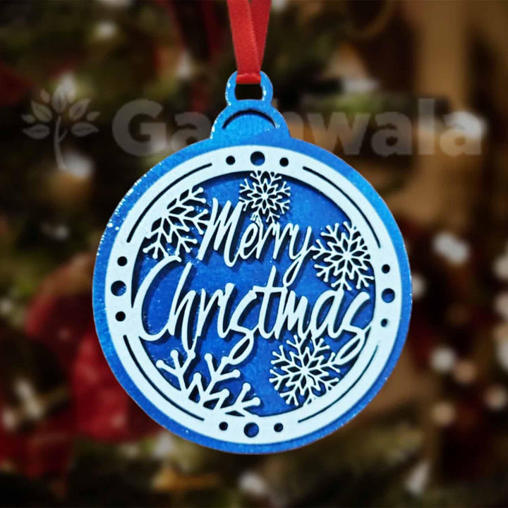 Set of 15 Handcrafted Wooden Christmas Decor (Blue) | Mix of Snowflake, Gingerbread, Bell &amp; Candy Cane Charms | Charming Hanging Ornaments for Christmas Tree, Home &amp; Church Festive Décor