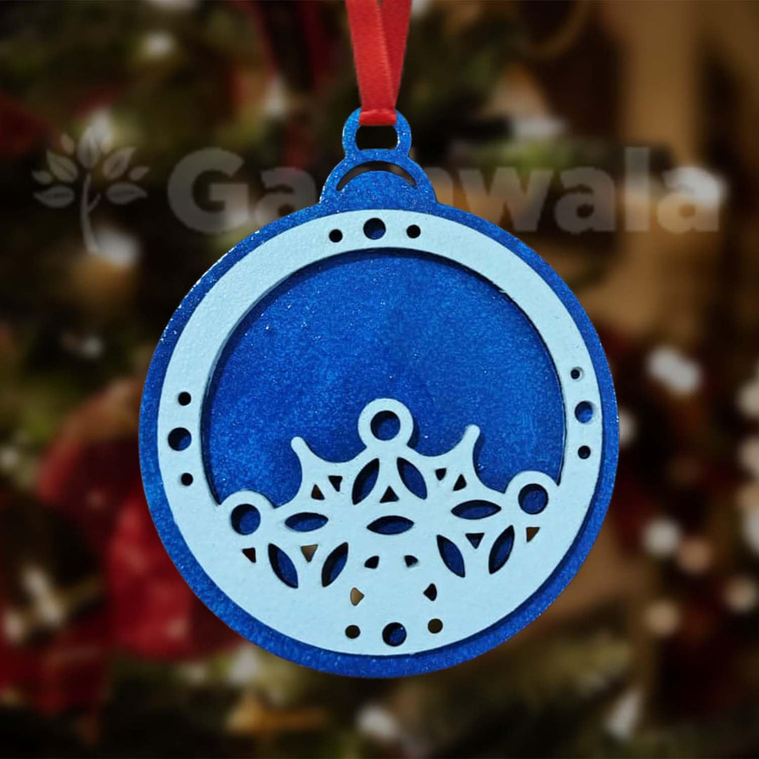 Set of 15 Handcrafted Wooden Christmas Decor (Blue) | Mix of Snowflake, Gingerbread, Bell &amp; Candy Cane Charms | Charming Hanging Ornaments for Christmas Tree, Home &amp; Church Festive Décor