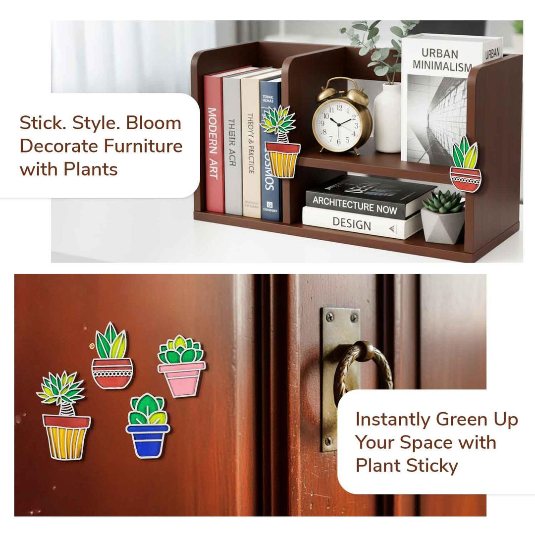 3D Wooden Succulent Shape Sticky Wall Decor Pack of 4 | Handcrafted Decorative Pieces for Living Room, Bedroom, Dining Room, Drawing Room &amp; Office | Modern Botanical Home Decoration Set