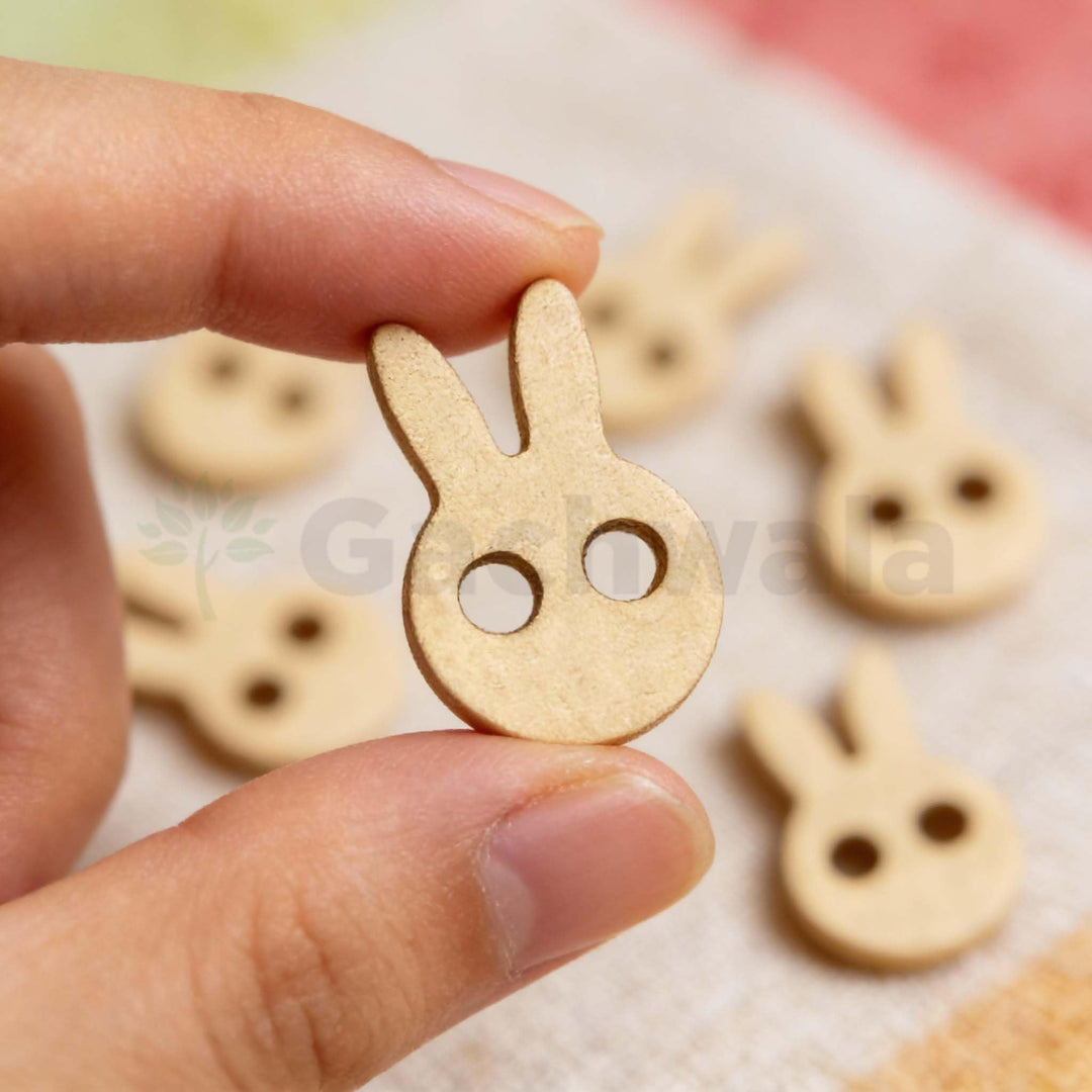50 Pieces Wooden Buttons for Clothes | Natural Round Wooden Shirt Buttons for Men &amp; Women | Ideal for Kurtas, Kurtis, Sewing, Crafts &amp; Embroidery (Design 12 -Rabbit))