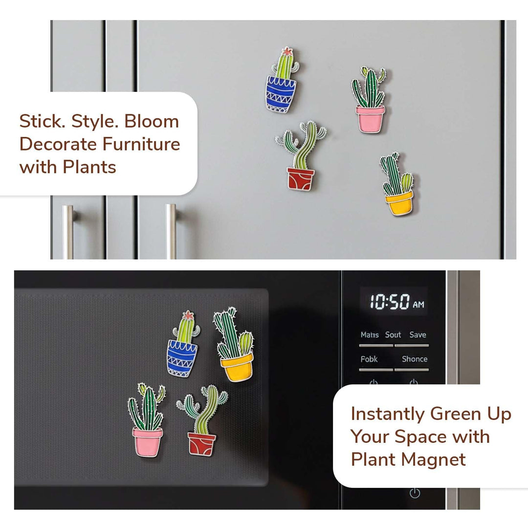 3D Wooden Cactus Fridge Magnet Pack of 4 | Adorable Mini Plant Magnets for Refrigerator, Kitchen &amp; Home Decoration | Desert-Themed Botanical Gift for Plant Lovers