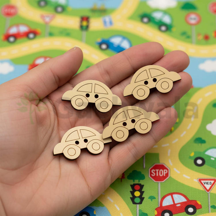 50 Pieces Natural Wooden Buttons for Clothes | Eco-Friendly Sewing Buttons for Shirts, Kurtas, Kurtis, Crafts &amp; DIY Projects (Car-2-Hole-Btn-50)