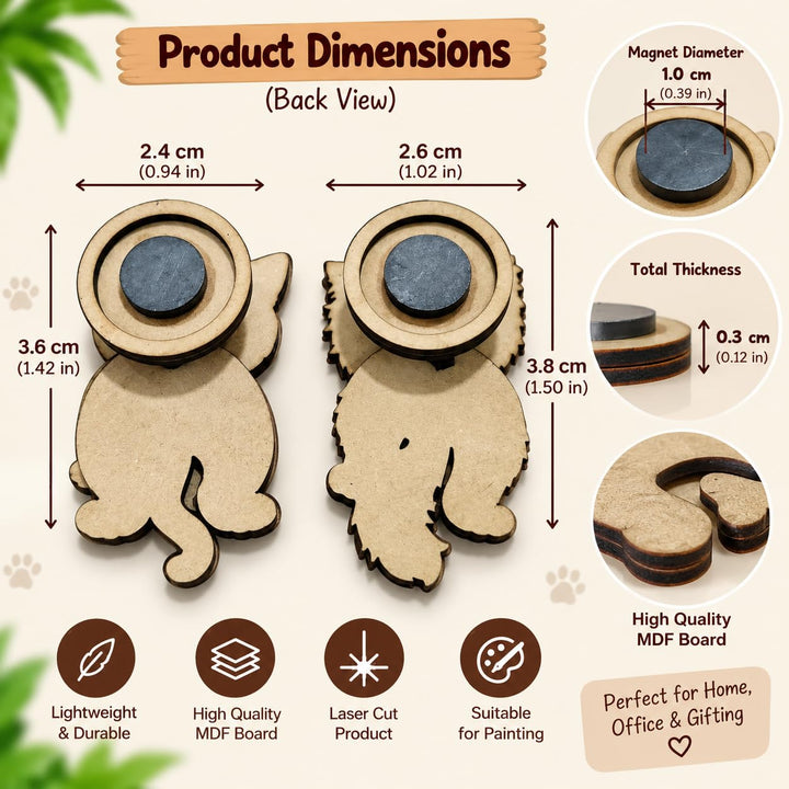Gachwala Cat Fridge Magnets, Pack of 2 | Wooden MDF Cat Magnets for Refrigerator, Magnetic Whiteboard, Office Cabinet &amp; Locker | Laser-Cut Cat Decor &amp; Note Holder | Home &amp; Gifting