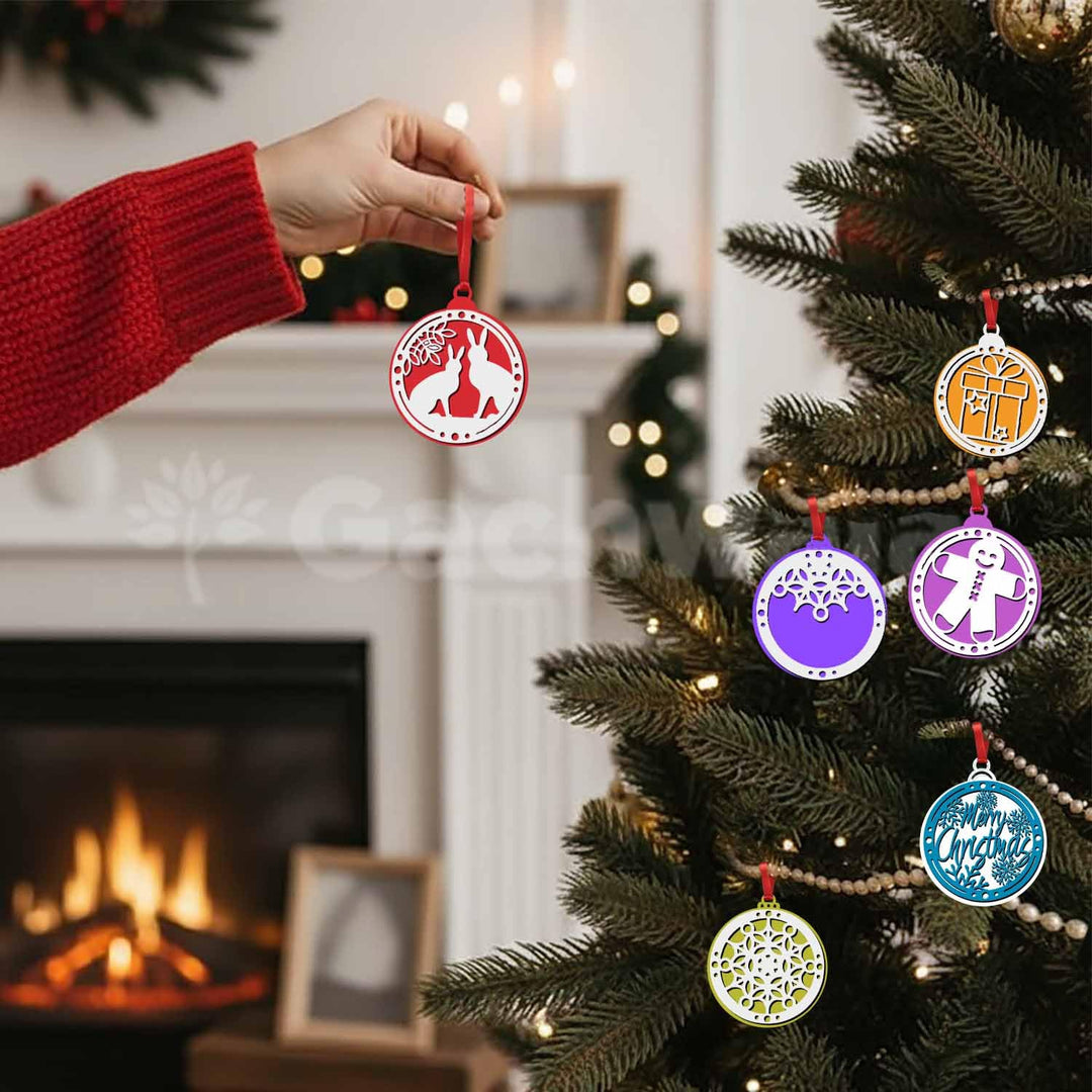 Set of 15 Handicraft Wooden Christmas Craft Kit | DIY Winter Decoration Pieces | Festive Hanging &amp; Tree Ornament Set | Handcrafted Christmas Festival Design for Home &amp; Church Décor