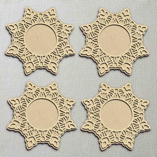 3D Wooden Floral Handicraft Tea Light Candle Holders | Decorative Set for Diwali, Christmas &amp; Festive Home Décor | Handcrafted 3D Tea Light Holders for Living Room &amp; Table Decoration (Style 1)