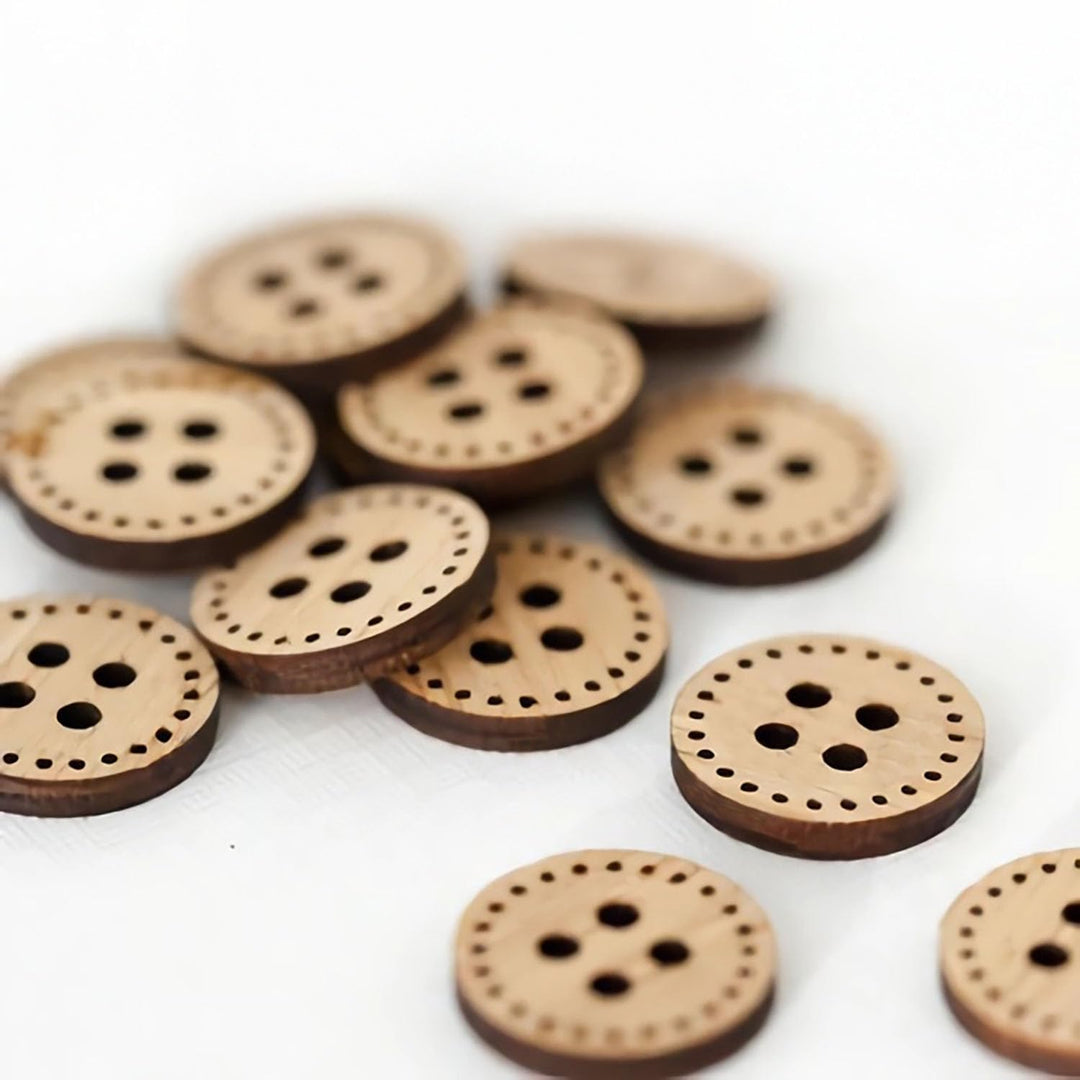 50 Pieces Wooden Buttons for Clothes | Natural Round Wooden Shirt Buttons for Men &amp; Women | Ideal for Kurtas, Kurtis, Sewing, Crafts &amp; Embroidery (Design 1)