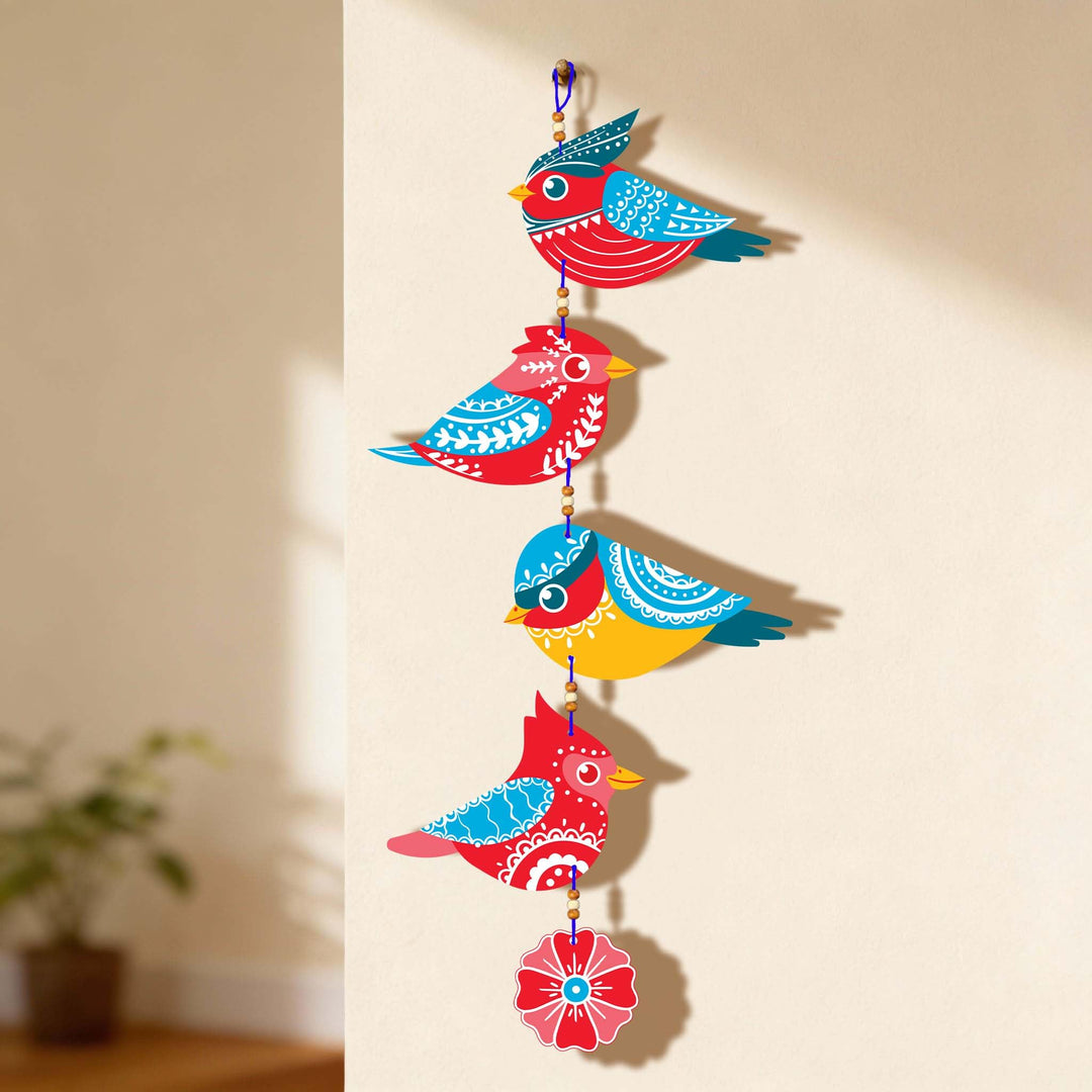 Handcrafted Colorful Bird Wall Hanging for Living Room &amp; Entrance | Wooden Hanging Decoration for Home, Balcony &amp; Diwali Décor | Decorative Wall Decor Gift Item (Design 2)
