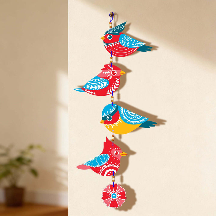 Handcrafted Colorful Bird Wall Hanging for Living Room &amp; Entrance | Wooden Hanging Decoration for Home, Balcony &amp; Diwali Décor | Decorative Wall Decor Gift Item (Design 2)
