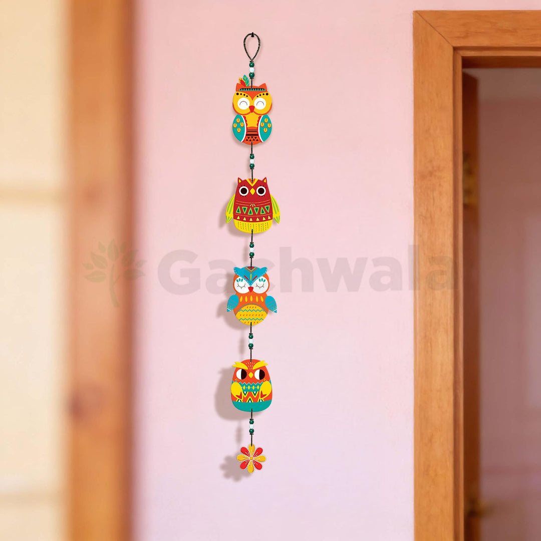 Handcrafted Wooden Owl Wall Hanging for Home &amp; Entrance | Multicolor Decorative Hanging for Living Room, Balcony, Door &amp; Festive Décor (Gyan Raksha)