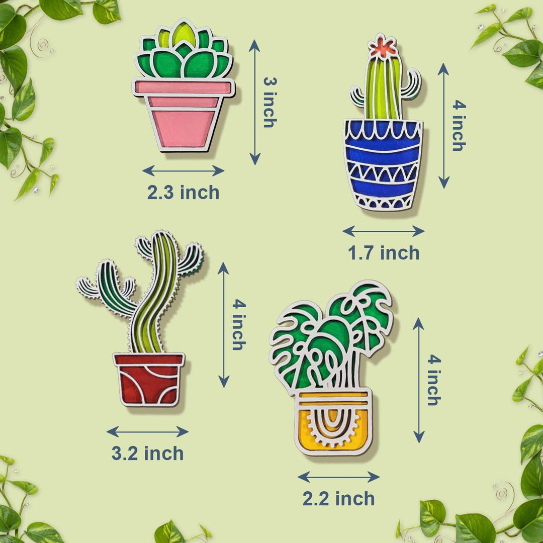 3D Wooden All Plants Mix Sticky Wall Art Pack of 5 | Handcrafted Decorative Signs &amp; Plaques for Living Room, Bedroom, Dining Room, Drawing Room &amp; Office Decor