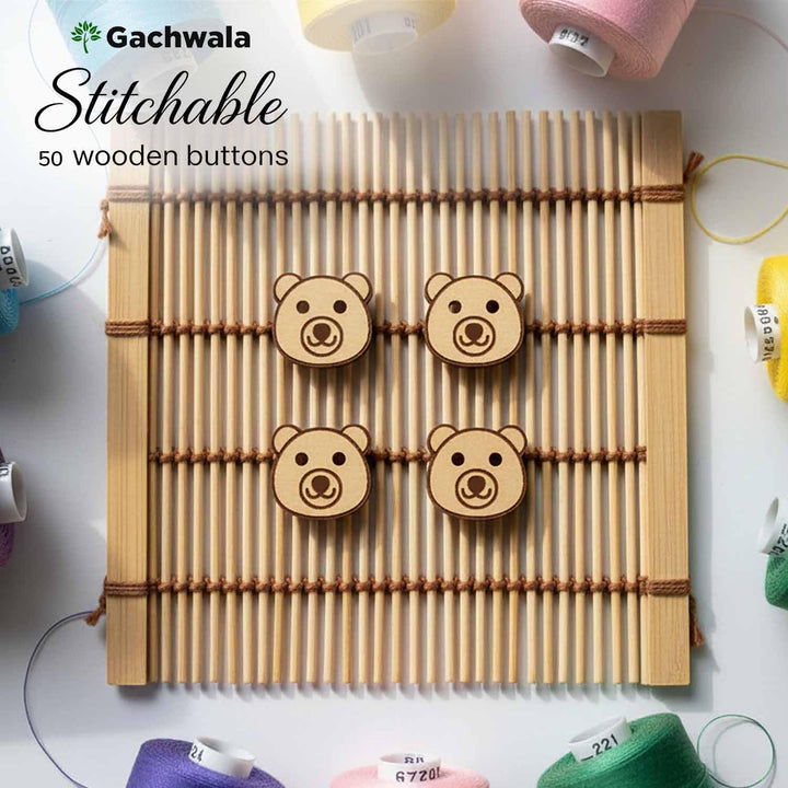50 Pieces Wooden Cow Shape Buttons for Clothes | Natural Cow Design Sewing Buttons | Ideal for Kurtas, Kids Wear, Craft, Embroidery &amp; DIY Projects (Design_7)