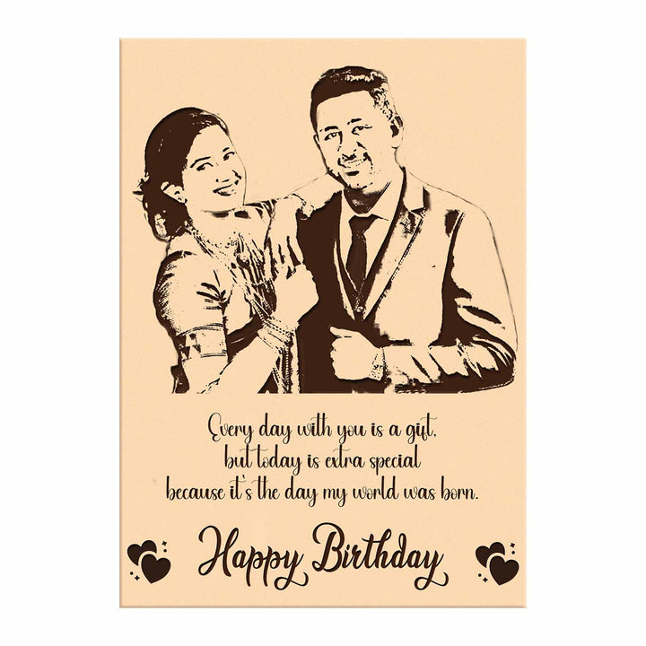 Personalized Wooden Photo Frame for Couple – Engraved Birthday Gift for Husband or Wife | Custom Photo Frame with Name, Message &amp; Picture | Romantic Wooden Frame for Couples
