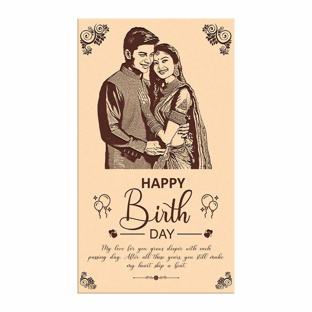 Custom Engraved Wooden Photo Frame for Birthday – Personalized Gift for Couple, Husband or Wife | Customized Name, Date &amp; Message | Wooden Frame with Photo