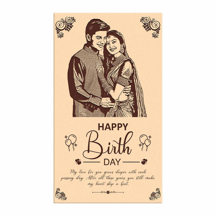 Custom Engraved Wooden Photo Frame for Birthday – Personalized Gift for Couple, Husband or Wife | Customized Name, Date &amp; Message | Wooden Frame with Photo