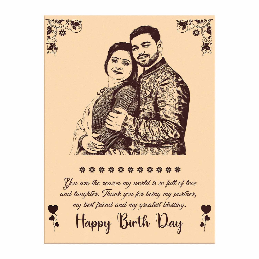 Romantic Custom Engraved Wooden Photo Frame for Couple – Personalized Birthday Gift for Girlfriend, Boyfriend or Anniversary | Wooden Frame with Photo &amp; Names