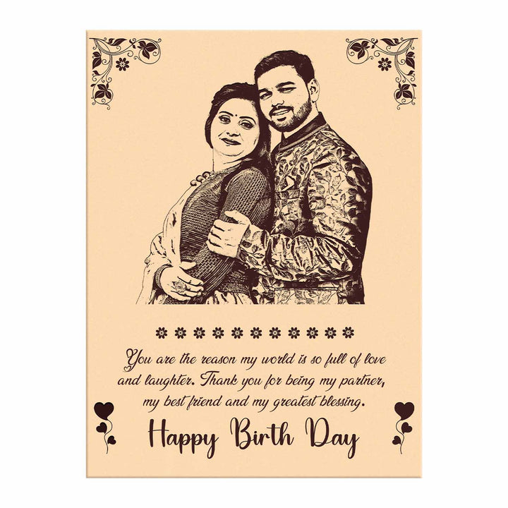 Romantic Custom Engraved Wooden Photo Frame for Couple – Personalized Birthday Gift for Girlfriend, Boyfriend or Anniversary | Wooden Frame with Photo &amp; Names