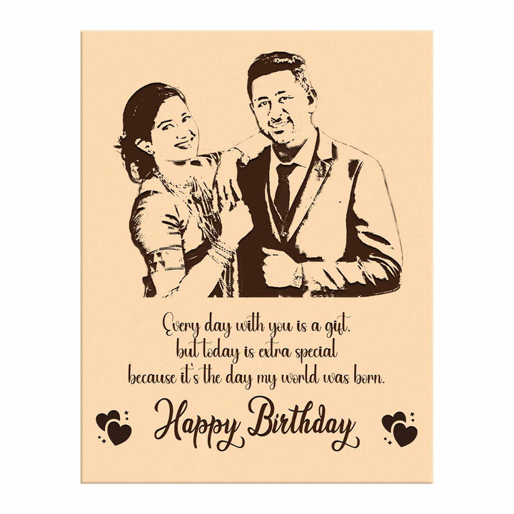 Personalized Wooden Photo Frame for Couple – Engraved Birthday Gift for Husband or Wife | Custom Photo Frame with Name, Message &amp; Picture | Romantic Wooden Frame for Couples