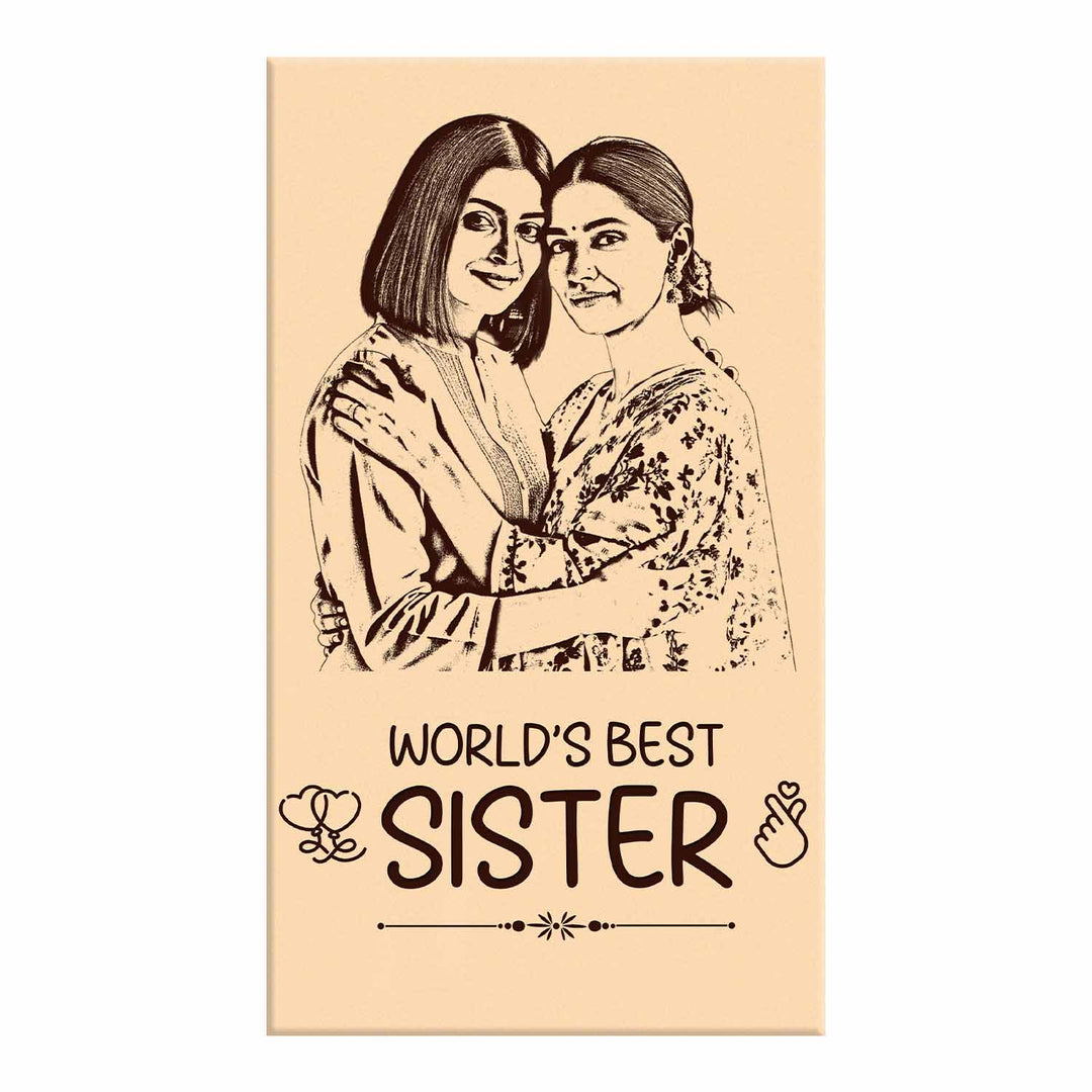 Personalized Wooden Photo Frame for Sister – Custom Engraved Birthday Gift, Rakhi Gift, or Memory Keepsake | Wooden Frame with Photo, Name &amp; Message