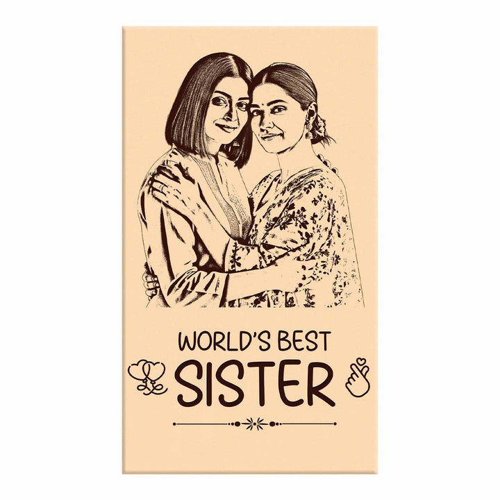 Personalized Wooden Photo Frame for Sister – Custom Engraved Birthday Gift, Rakhi Gift, or Memory Keepsake | Wooden Frame with Photo, Name &amp; Message