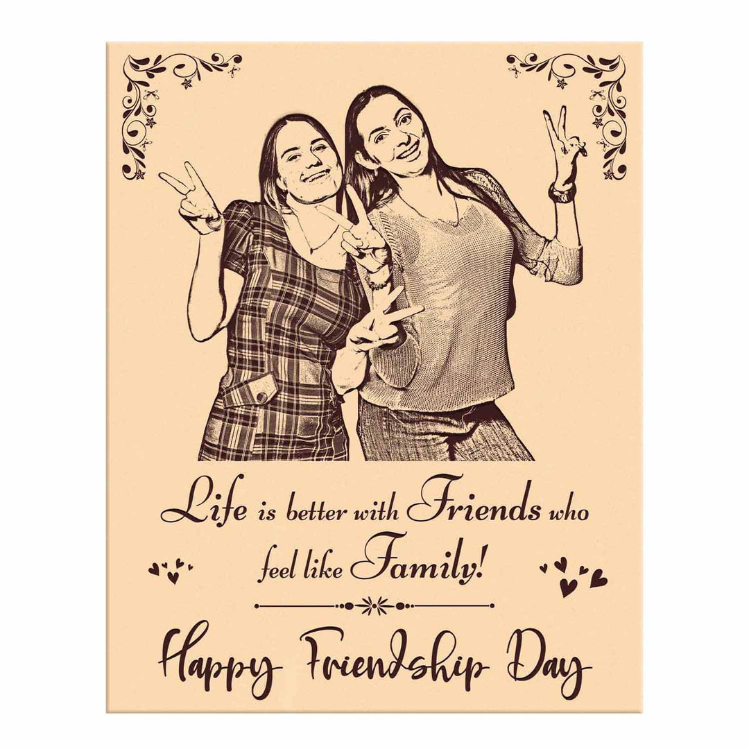 Customized Engraved Wooden Photo Frame | Perfect Friendship Day Gift | Personalized Wooden Frame for Friends | Unique Friendship Keepsake | Buy Wooden Photo Frame