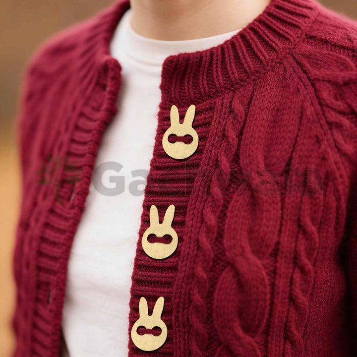 50 Pieces Wooden Buttons for Clothes | Natural Round Wooden Shirt Buttons for Men &amp; Women | Ideal for Kurtas, Kurtis, Sewing, Crafts &amp; Embroidery (Design 12 -Rabbit))