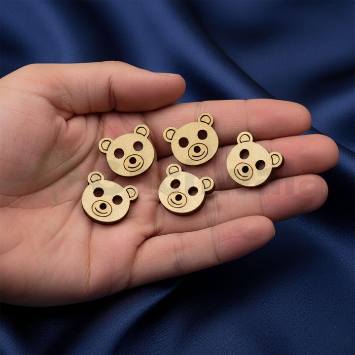 50 Pieces Wooden Buttons for Clothes | Natural Round Wooden Shirt Buttons for Men &amp; Women | Ideal for Kurtas, Kurtis, Sewing, Crafts &amp; Embroidery (Teddy Bear)