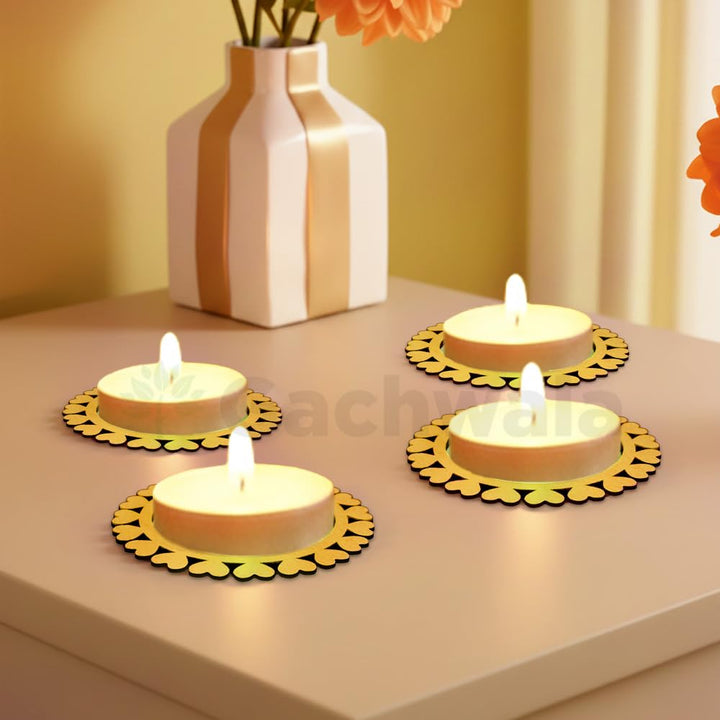 Wooden Heart Shaped Tea Light Candle Holders &amp; Decorative Diya Stands – Set of 10 | Premium Wooden Tealight Holders for Diwali, Christmas, Puja, Home &amp; Party Decoration