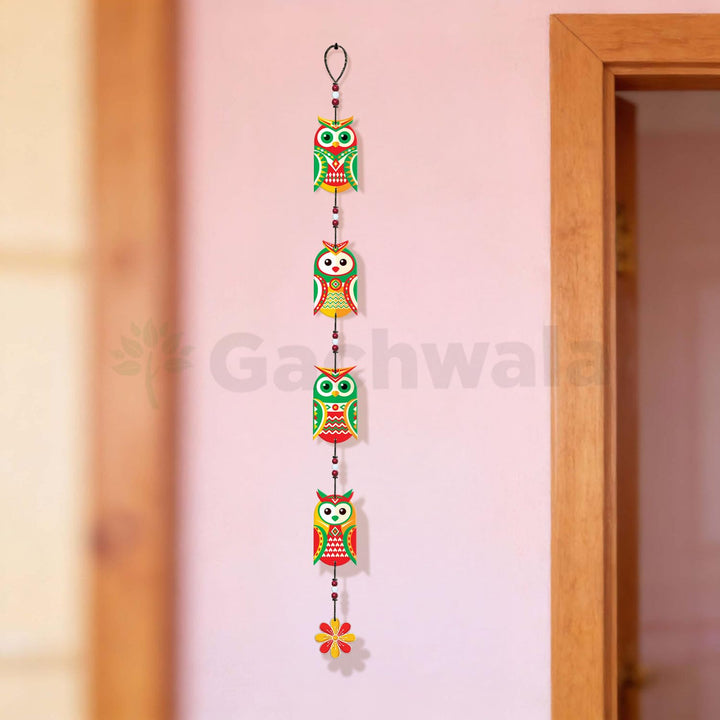 Handcrafted Wooden Owl Wall Hanging for Home &amp; Entrance | Multicolor Decorative Hanging for Living Room, Balcony, Door &amp; Festive Décor (Nazar Raksha)
