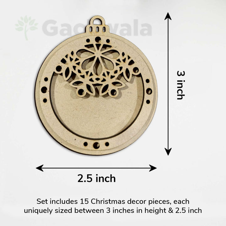 Set of 15 Handicraft Wooden Christmas Craft Kit | DIY Winter Decoration Pieces | Festive Hanging &amp; Tree Ornament Set | Handcrafted Christmas Festival Design for Home &amp; Church Décor