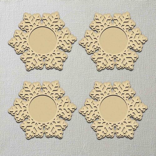 Snow Flex Raw Wooden Candle Holder | Snowflake Tealight Candle Holder | DIY Craft Tea Light Holder for Home Décor, Diwali, Christmas, Art Projects &amp; Festive Decoration