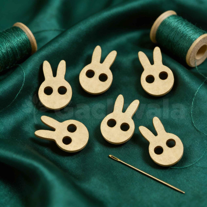 50 Pieces Wooden Buttons for Clothes | Natural Round Wooden Shirt Buttons for Men &amp; Women | Ideal for Kurtas, Kurtis, Sewing, Crafts &amp; Embroidery (Design 12 -Rabbit))