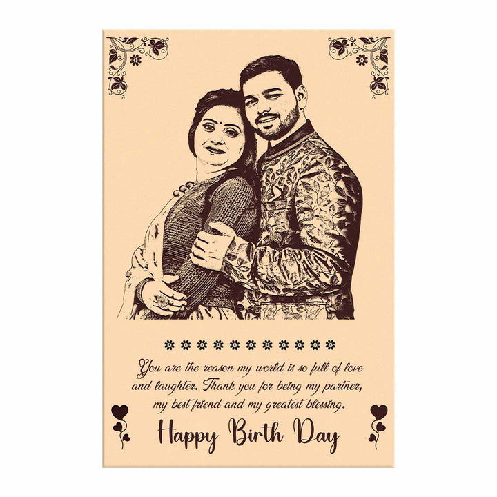 Romantic Custom Engraved Wooden Photo Frame for Couple – Personalized Birthday Gift for Girlfriend, Boyfriend or Anniversary | Wooden Frame with Photo &amp; Names