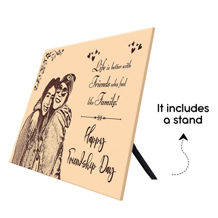 Customized Engraved Wooden Photo Frame | Unique Friendship Day Gift | Personalized Wooden Frame for Friends | Thoughtful Keepsake for Special Memories