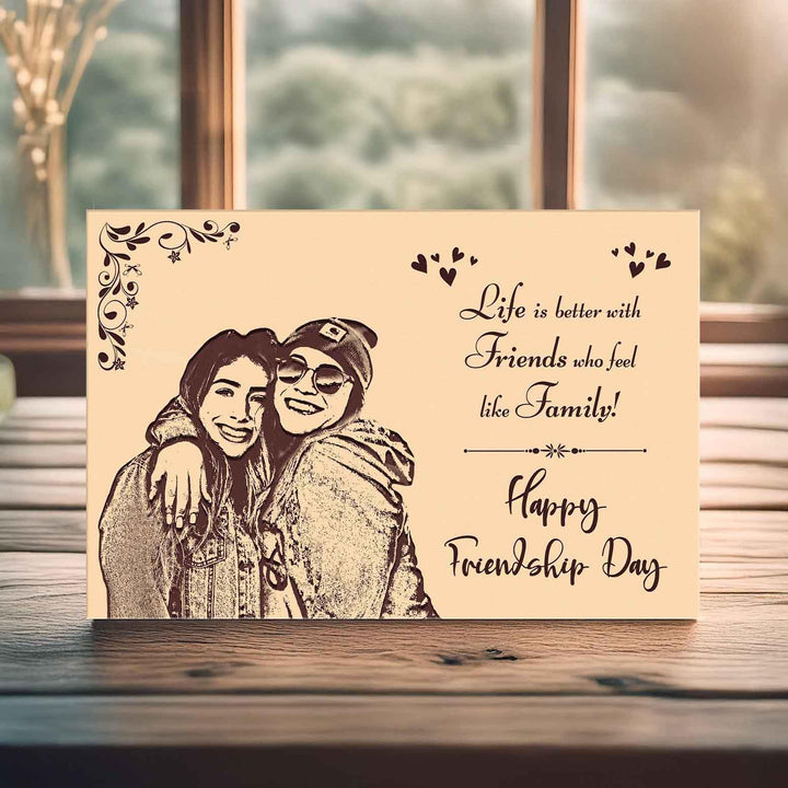 Customized Engraved Wooden Photo Frame | Perfect Friendship Day Gift | Personalized Wooden Frame for Friends | Unique Friendship Keepsake | Buy Wooden Photo Frame