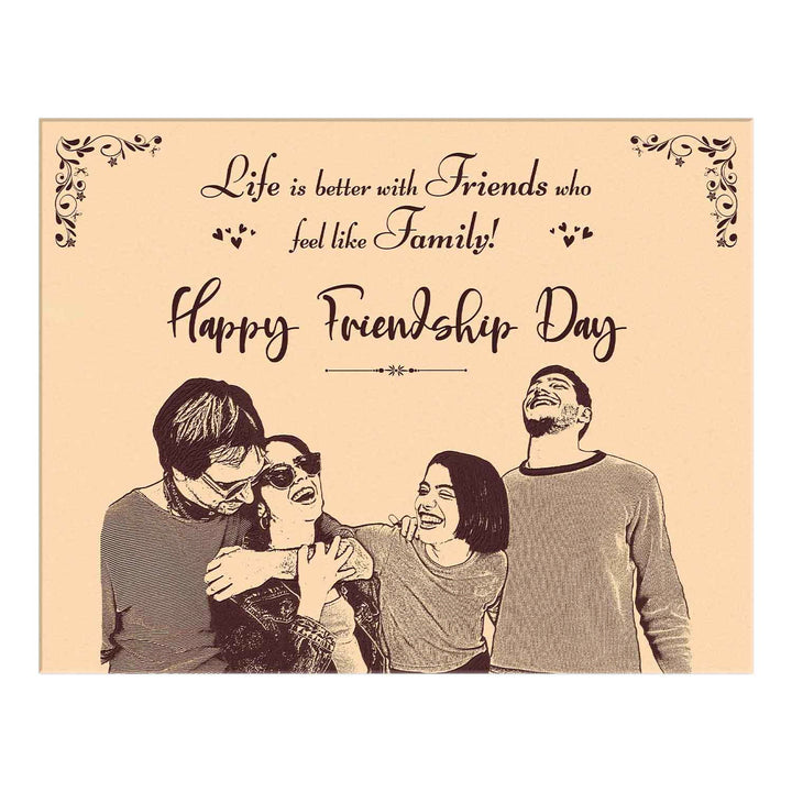 Customized Engraved Wooden Photo Frame | Unique Friendship Day Gift | Personalized Wooden Frame for Friends | Thoughtful Keepsake for Special Memories