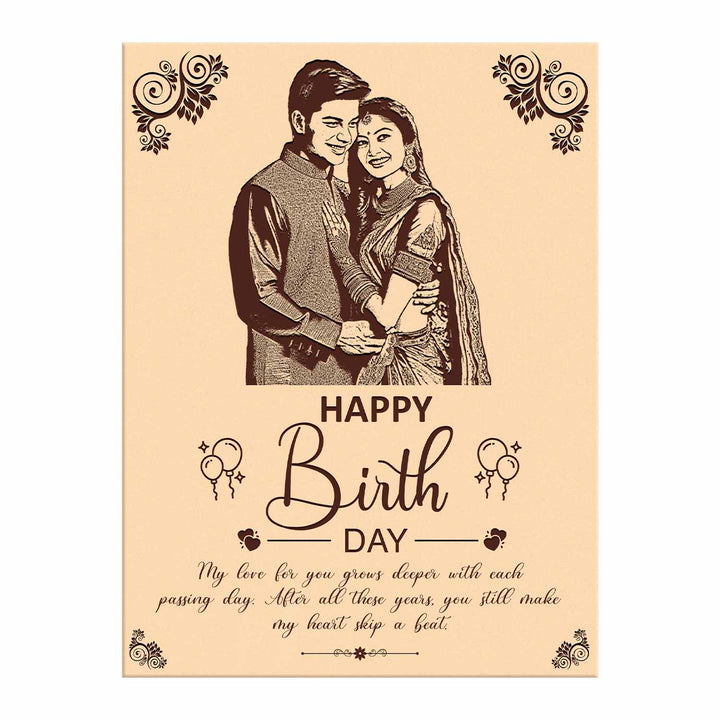 Custom Engraved Wooden Photo Frame for Birthday – Personalized Gift for Couple, Husband or Wife | Customized Name, Date &amp; Message | Wooden Frame with Photo