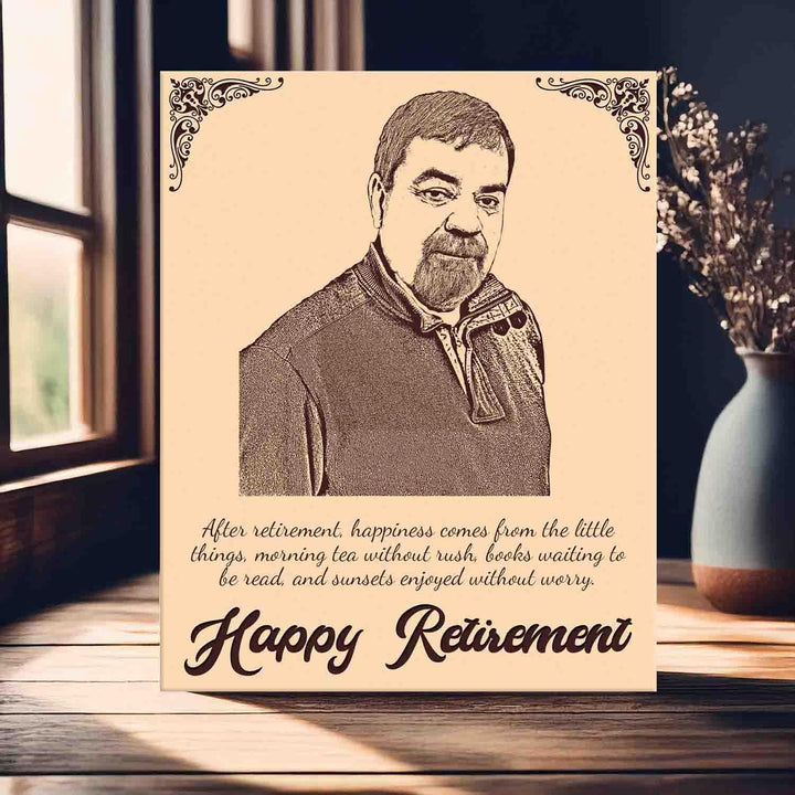 Personalized Wooden Photo Frame | Custom Engraved Name &amp; Message | Farewell Gift for Teacher, Boss &amp; Colleague | Thoughtful Retirement Keepsake | Decorative Wooden Tabletop Frame