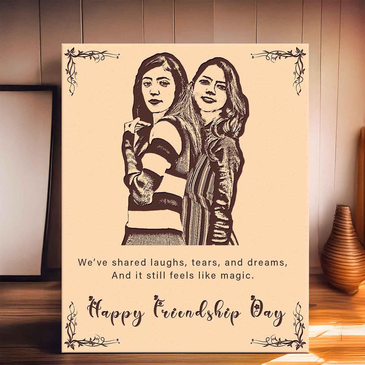 Personalized Wooden Engraved Photo Frame – Customized Wooden Frame with Engraved Photo | Unique Gift for Best Friend | Memorable Customized Photo Frame for Special Occasions