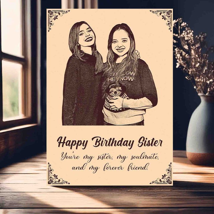 Gachwala Personalized Wooden Photo Frame | Custom Engraved Picture Frame | Thoughtful Birthday Gift for Sister | Unique Keepsake for Memories