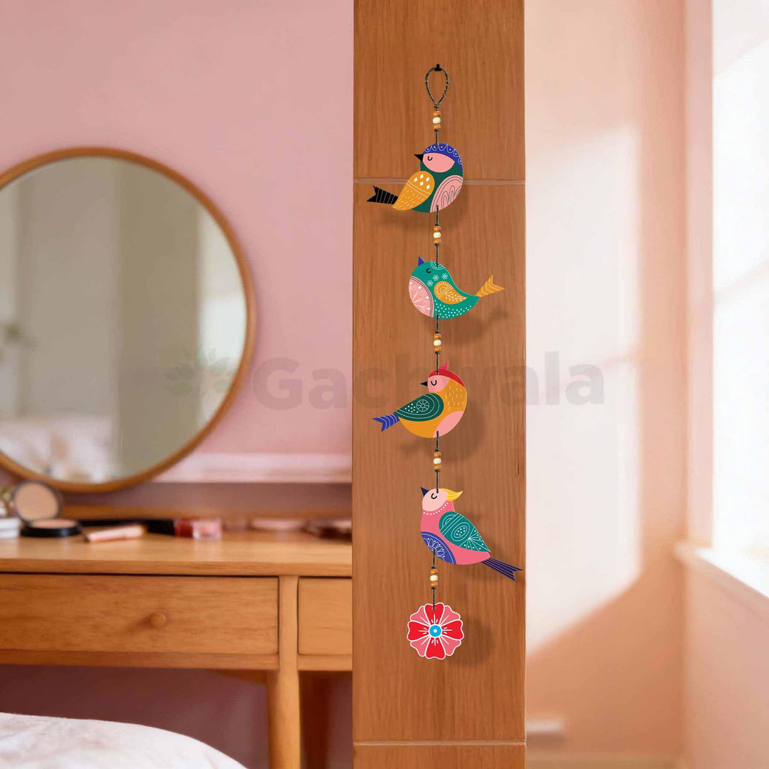 Handcrafted Colorful Bird Wall Hanging for Living Room &amp; Entrance | Wooden Hanging Decoration for Home, Balcony &amp; Diwali Décor | Decorative Wall Decor Gift Item (Design 5)