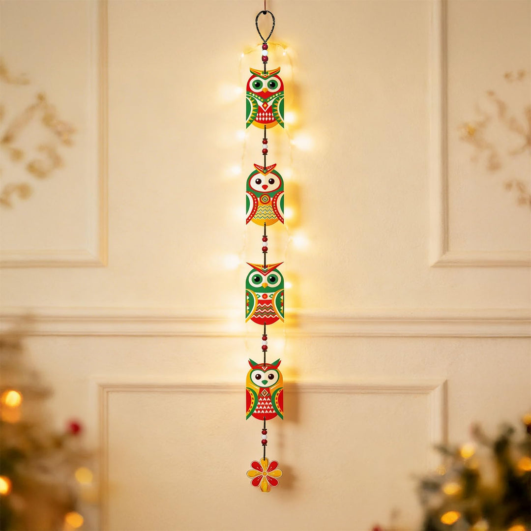 Handcrafted Wooden Owl Wall Hanging for Home &amp; Entrance | Multicolor Decorative Hanging for Living Room, Balcony, Door &amp; Festive Décor (Nazar Raksha)
