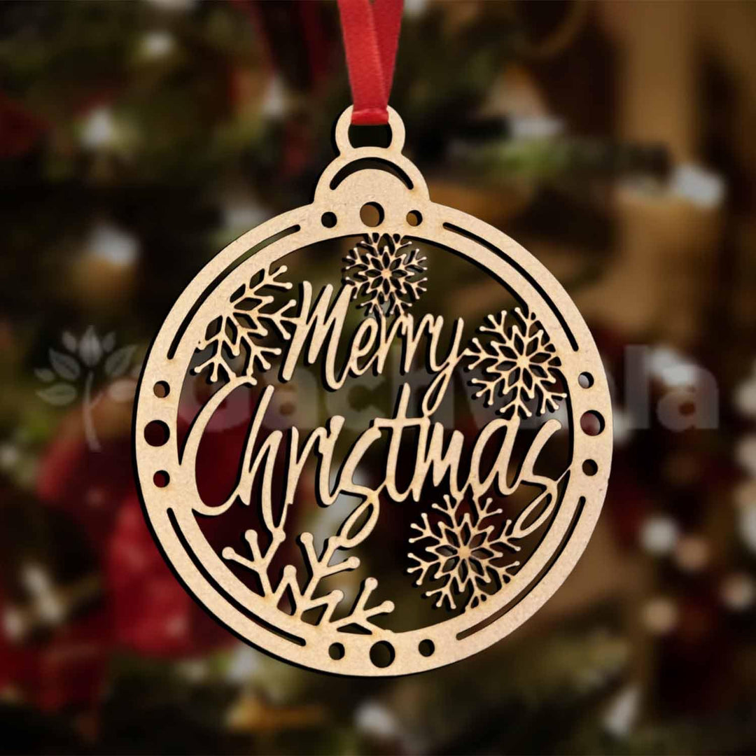 Merry Christmas Wooden Hanging Ornaments – Set of 15 | Laser Cut Christmas Tree Decorations | Xmas Hanging Baubles for Home Decor, Party Décor, Gifts &amp; Festive Celebration