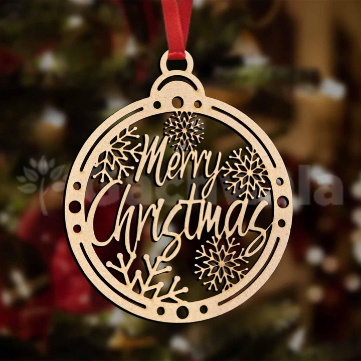 Merry Christmas Wooden Hanging Ornaments – Set of 15 | Laser Cut Christmas Tree Decorations | Xmas Hanging Baubles for Home Decor, Party Décor, Gifts &amp; Festive Celebration
