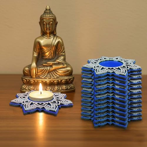 Wooden Floral Tea Light Candle Holders &amp; Diya Stands | Decorative Candle Holders for Diwali, Christmas &amp; Festive Home Decor
