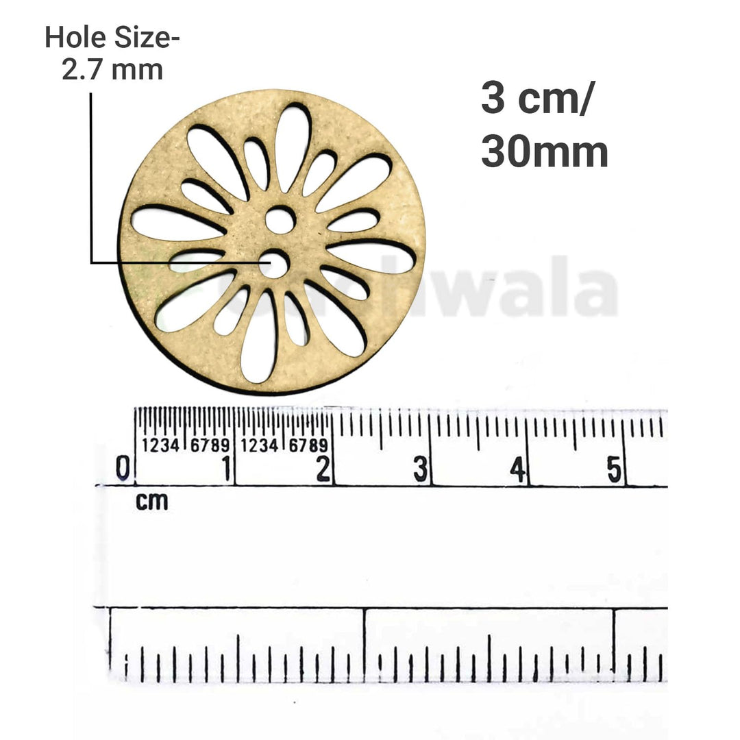 32 Pieces Round Wooden Buttons for Sewing | Natural Design Wooden Buttons | Stitchable Buttons for Kurtas, Craft, Embroidery &amp; DIY Projects (Flower-2-Hole-Btn-32)