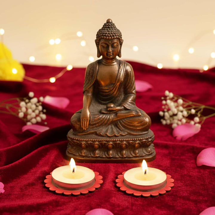Wooden Floral Tea Light Candle Holders &amp; Decorative Diya Stands – Set of 10 | Premium Wooden Tealight Holders for Diwali, Christmas, Puja, Home &amp; Party Decoration